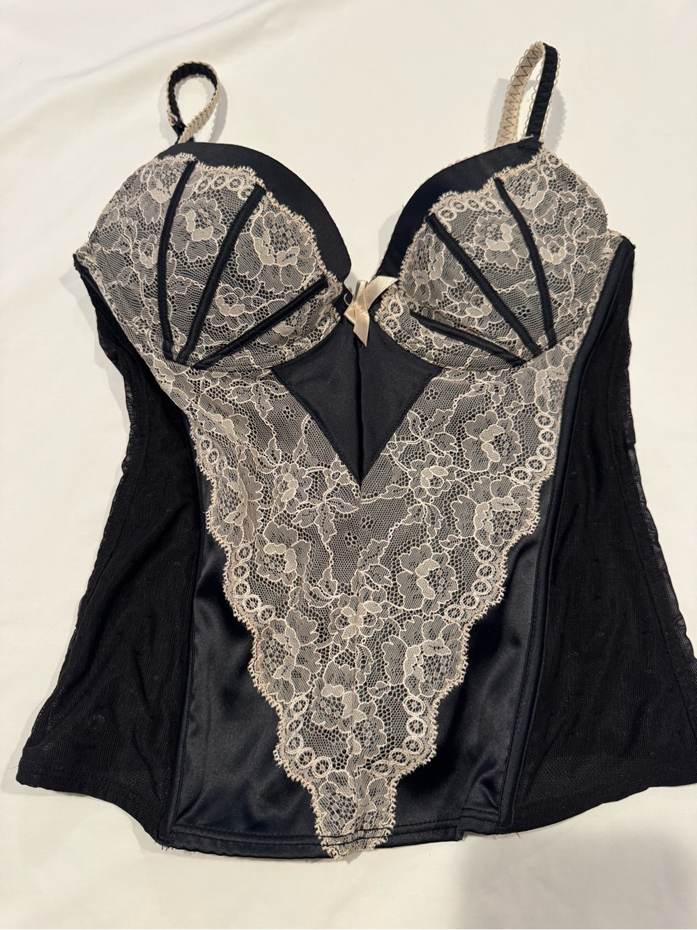 Black Lace-Trim Bodysuit Corset Top